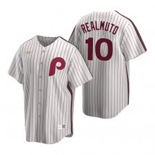 Men's Nike Philadelphia Phillies #10 J.T. Realmuto White Cooperstown Collection Home Stitched Baseball Jersey