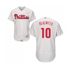 Men's Philadelphia Phillies #10 J. T. Realmuto White Home Flex Base Authentic Collection Baseball Jersey