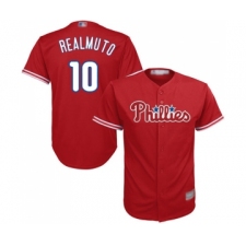 Youth Philadelphia Phillies #10 J. T. Realmuto Replica Red Alternate Cool Base Baseball Jersey