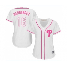 Women's Philadelphia Phillies #16 Cesar Hernandez Replica White Fashion Cool Base Baseball Jersey