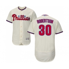 Men's Philadelphia Phillies #30 David Robertson Cream Alternate Flex Base Authentic Collection Baseball Jersey