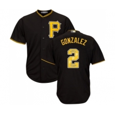 Men's Pittsburgh Pirates #2 Erik Gonzalez Authentic Black Team Logo Fashion Cool Base Baseball Jersey