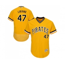 Men's Pittsburgh Pirates #47 Francisco Liriano Gold Alternate Flex Base Authentic Collection Baseball Jersey