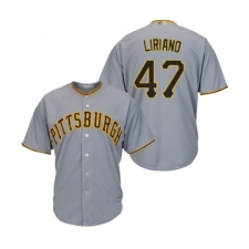 Men's Pittsburgh Pirates #47 Francisco Liriano Replica Grey Road Cool Base Baseball Jersey
