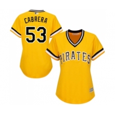 Women's Pittsburgh Pirates #53 Melky Cabrera Replica Gold Alternate Cool Base Baseball Jersey