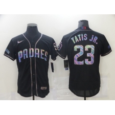 Men's San Diego Padres #23 Fernando Tatis Jr. Black 2021 Iridescent Logo Jersey Jersey