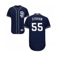 Men's San Diego Padres #55 Matt Strahm Navy Blue Alternate Flex Base Authentic Collection Baseball Jersey