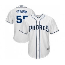 Men's San Diego Padres #55 Matt Strahm Replica White Home Cool Base Baseball Jersey