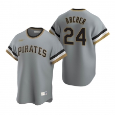 Men's Nike Pittsburgh Pirates #24 Chris Archer Gray Cooperstown Collection Road Stitched Baseball Jersey