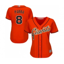Women's San Francisco Giants #8 Gerardo Parra Replica Orange Alternate Cool Base Baseball Jersey