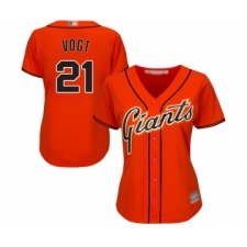 Women's San Francisco Giants #21 Stephen Vogt Replica Orange Alternate Cool Base Baseball Jersey