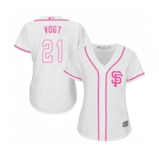 Women's San Francisco Giants #21 Stephen Vogt Replica White Fashion Cool Base Baseball Jersey