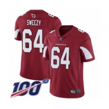 Men's Arizona Cardinals #64 J.R. Sweezy Red Team Color Vapor Untouchable Limited Player 100th Season Football Jersey