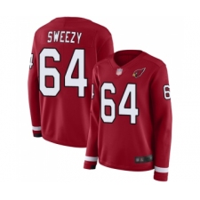 Women's Arizona Cardinals #64 J.R. Sweezy Limited Red Therma Long Sleeve Football Jersey
