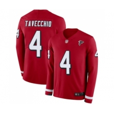 Men's Atlanta Falcons #4 Giorgio Tavecchio Limited Red Therma Long Sleeve Football Jersey