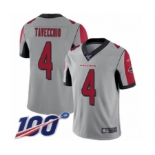Men's Atlanta Falcons #4 Giorgio Tavecchio Limited Silver Inverted Legend 100th Season Football Jersey