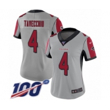 Women's Atlanta Falcons #4 Giorgio Tavecchio Limited Silver Inverted Legend 100th Season Football Jersey