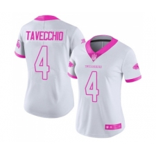 Women's Atlanta Falcons #4 Giorgio Tavecchio Limited White Pink Rush Fashion Football Jersey