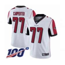 Men's Atlanta Falcons #77 James Carpenter White Vapor Untouchable Limited Player 100th Season Football Jersey