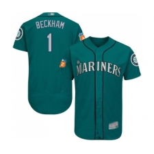 Men's Seattle Mariners #1 Tim Beckham Teal Green Alternate Flex Base Authentic Collection Baseball Jersey