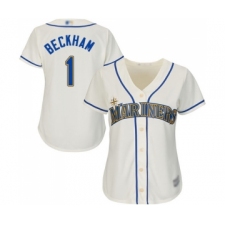 Women's Seattle Mariners #1 Tim Beckham Replica Cream Alternate Cool Base Baseball Jersey