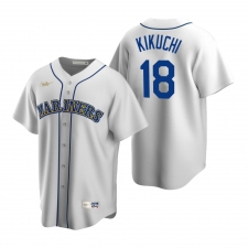 Men's Nike Seattle Mariners #18 Yusei Kikuchi White Cooperstown Collection Home Stitched Baseball Jersey