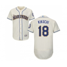 Men's Seattle Mariners #18 Yusei Kikuchi Cream Alternate Flex Base Authentic Collection Baseball Jersey