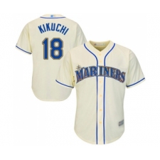 Men's Seattle Mariners #18 Yusei Kikuchi Replica Cream Alternate Cool Base Baseball Jersey