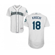 Men's Seattle Mariners #18 Yusei Kikuchi White Home Flex Base Authentic Collection Baseball Jersey