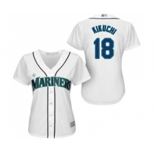 Women's Seattle Mariners #18 Yusei Kikuchi Replica White Home Cool Base Baseball Jersey