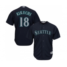 Youth Seattle Mariners #18 Yusei Kikuchi Replica Navy Blue Alternate 2 Cool Base Baseball Jersey
