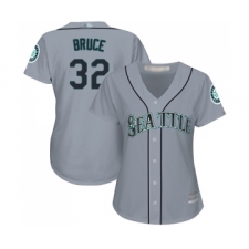 Women's Seattle Mariners #32 Jay Bruce Replica Grey Road Cool Base Baseball Jersey