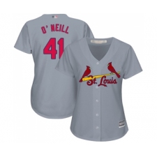 Women's St. Louis Cardinals #41 Tyler O Neill Replica Grey Road Cool Base Baseball Jersey