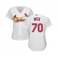Women's St. Louis Cardinals #70 Chris Beck Replica White Home Cool Base Baseball Jersey