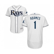 Men's Tampa Bay Rays #1 Willy Adames Home White Home Flex Base Authentic Collection Baseball Jersey