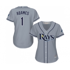 Women's Tampa Bay Rays #1 Willy Adames Replica Grey Road Cool Base Baseball Jersey