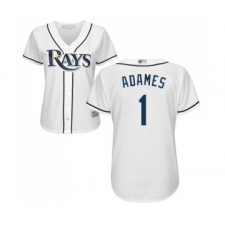 Women's Tampa Bay Rays #1 Willy Adames Replica White Home Cool Base Baseball Jersey