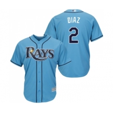 Youth Tampa Bay Rays #2 Yandy Diaz Replica Light Blue Alternate 2 Cool Base Baseball Jersey