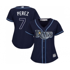 Women's Tampa Bay Rays #7 Michael Perez Replica Navy Blue Alternate Cool Base Baseball Jersey