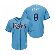 Men's Tampa Bay Rays #8 Brandon Lowe Replica Light Blue Alternate 2 Cool Base Baseball Jersey