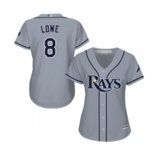 Women's Tampa Bay Rays #8 Brandon Lowe Replica Grey Road Cool Base Baseball Jersey