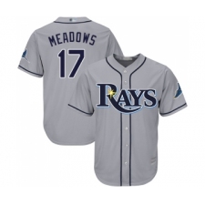 Men's Tampa Bay Rays #17 Austin Meadows Replica Grey Road Cool Base Baseball Jersey