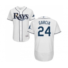 Men's Tampa Bay Rays #24 Avisail Garcia Home White Home Flex Base Authentic Collection Baseball Jersey