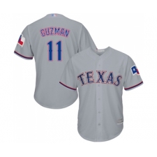 Youth Texas Rangers #11 Ronald Guzman Replica Grey Road Cool Base Baseball Jersey