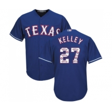 Men's Texas Rangers #27 Shawn Kelley Authentic Royal Blue Team Logo Fashion Cool Base Baseball Jersey