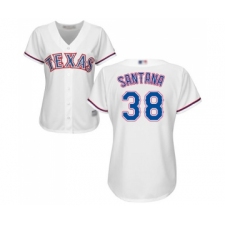 Women's Texas Rangers #38 Danny Santana Replica White Home Cool Base Baseball Jersey