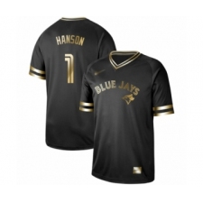 Men's Toronto Blue Jays #1 Alen Hanson Authentic Black Gold Fashion Baseball Jersey