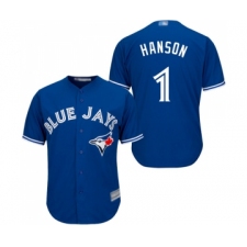 Men's Toronto Blue Jays #1 Alen Hanson Replica Blue Alternate Baseball Jersey
