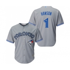 Men's Toronto Blue Jays #1 Alen Hanson Replica Grey Road Baseball Jersey