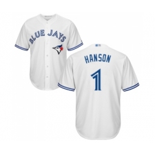 Men's Toronto Blue Jays #1 Alen Hanson Replica White Home Baseball Jersey